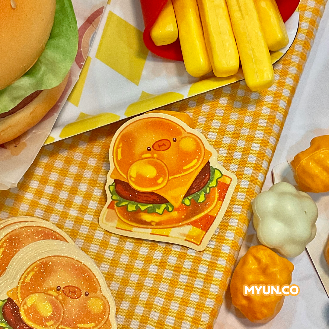 Myun Burger Waterproof Die Cut Sticker