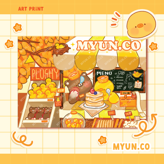 Shop In Autumn Matte Postcard