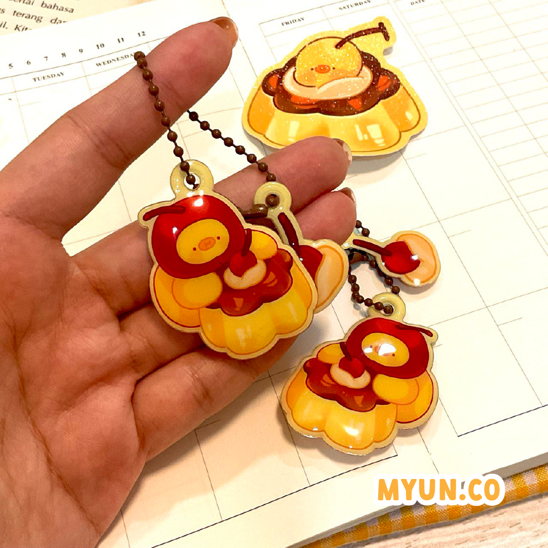 Pudding Puffy Keychain