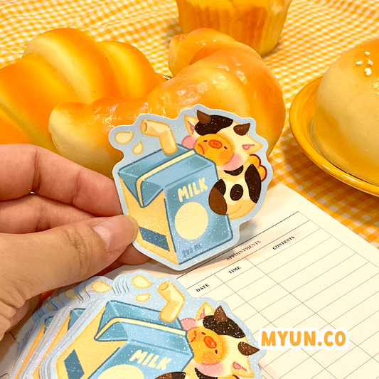 Myuns Milk Waterproof Die Cut Sticker