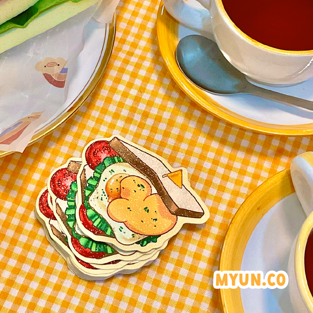 Egg Sandwich Die Cut Sticker