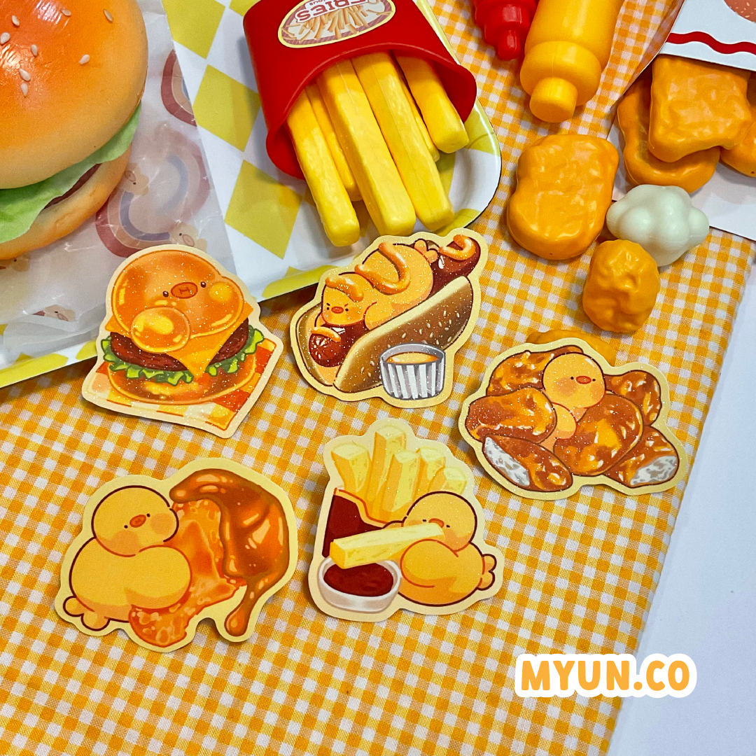 Myun Burger Waterproof Die Cut Sticker