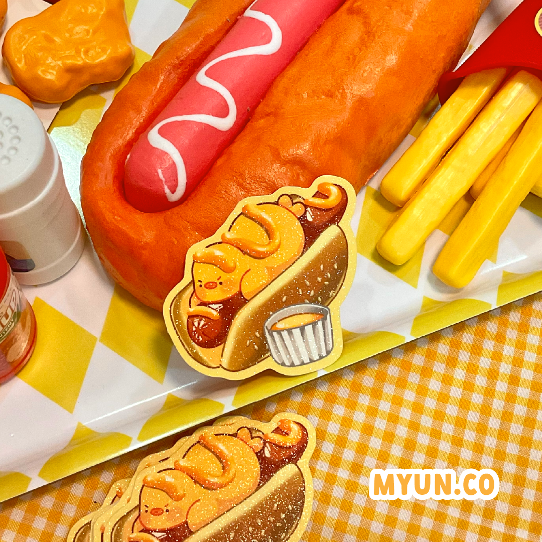 Hotdog Surfing Waterproof Die Cut Sticker