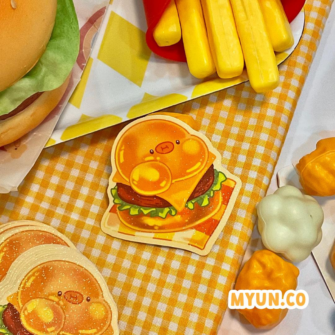 Myun Burger Waterproof Die Cut Sticker