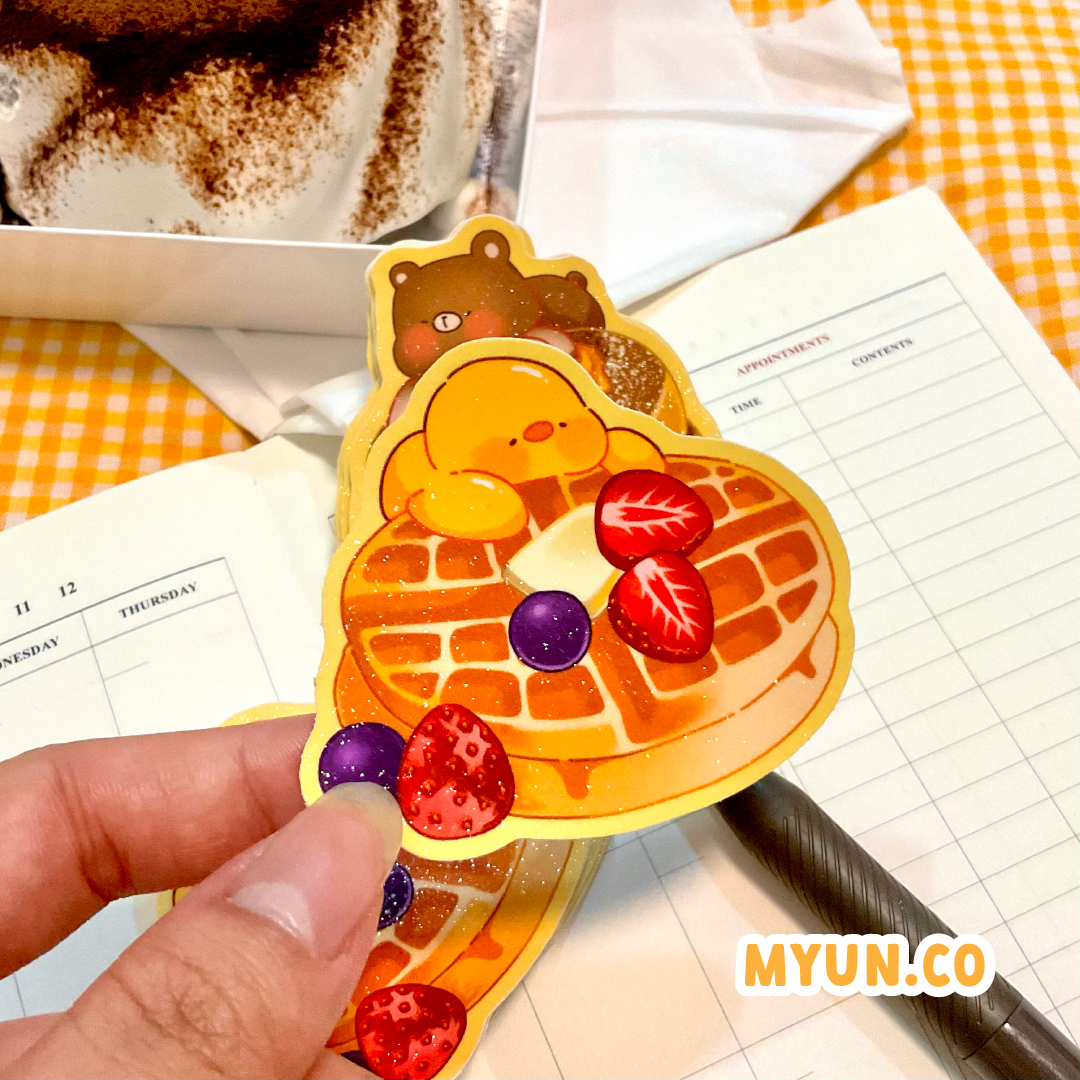 Myun Waffle Waterproof Die Cut Sticker