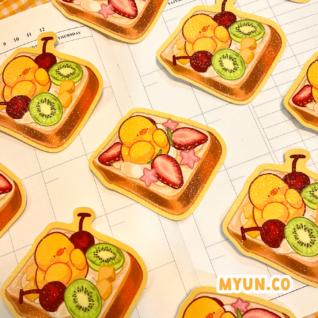 Strawberry Toast Waterproof Die Cut Sticker