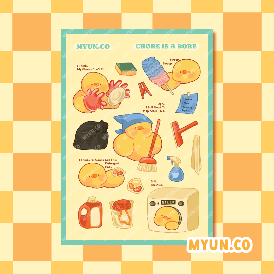 Chore Is A Bore Waterproof Transparent Sticker Sheet