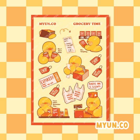 Grocery Time Waterproof Transparent Sticker Sheet