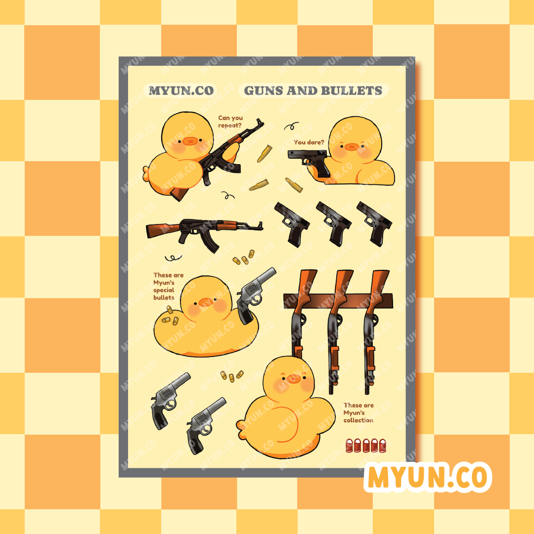 Guns And Bullets Waterproof Transparent Sticker Sheet