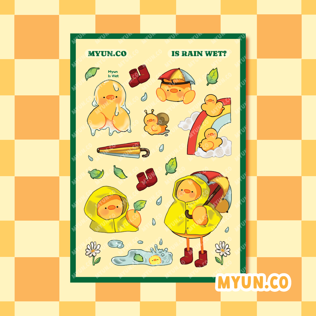 Rain Is Wet Waterproof Transparent Sticker Sheet