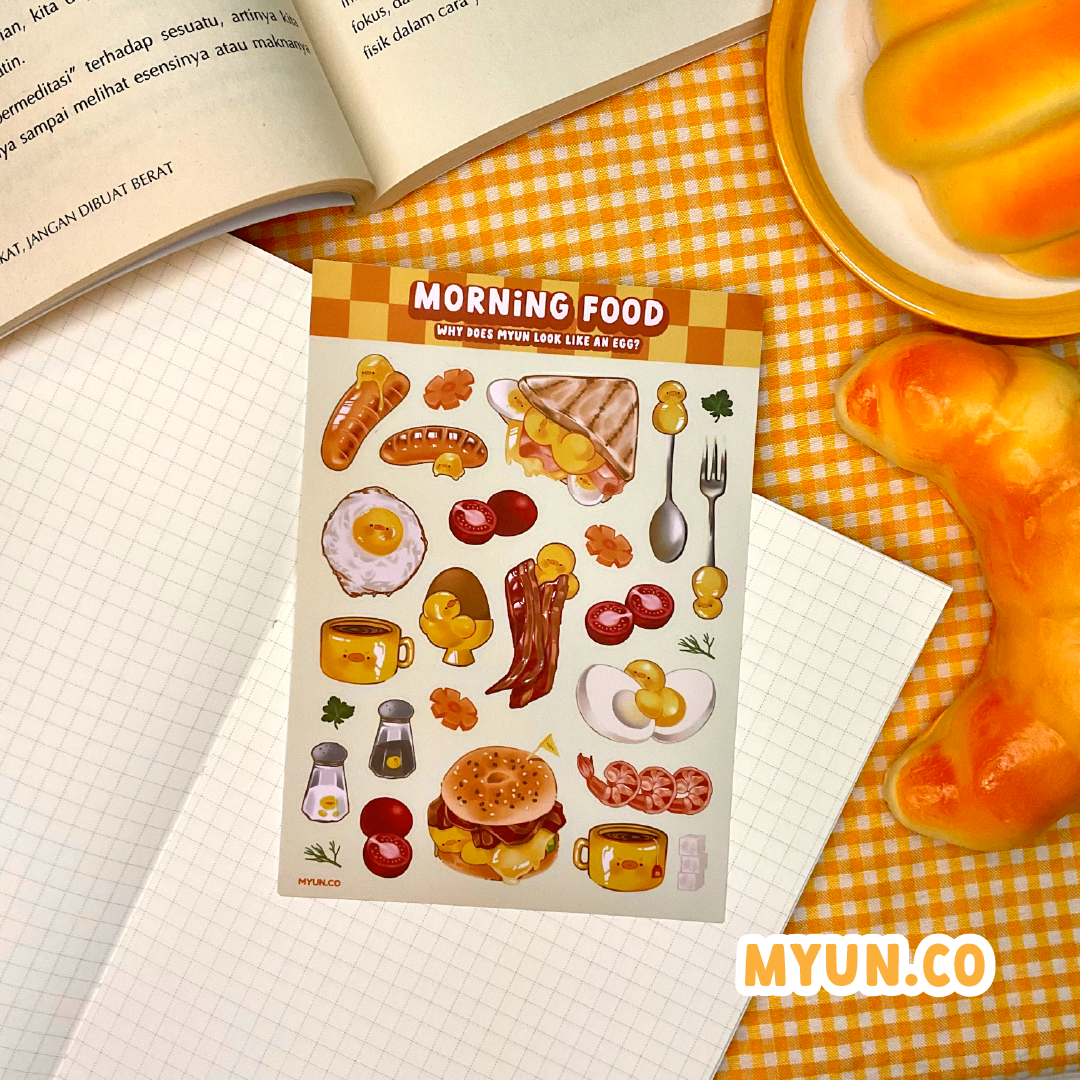 Morning Food Waterproof Sticker Sheet